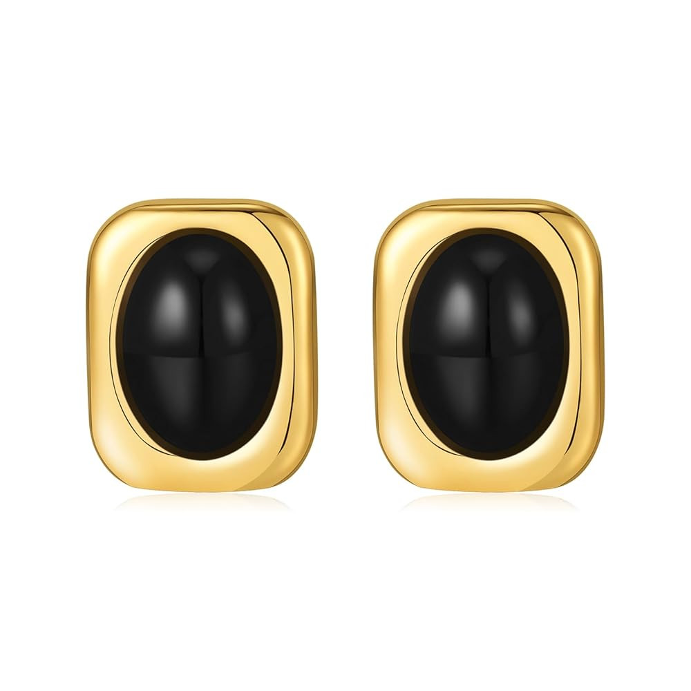 Gold Earrings Square Oval Earrings for Women Trendy 18K Gold Stud Jewelry Stainless Steel Hypoall... | Amazon (US)