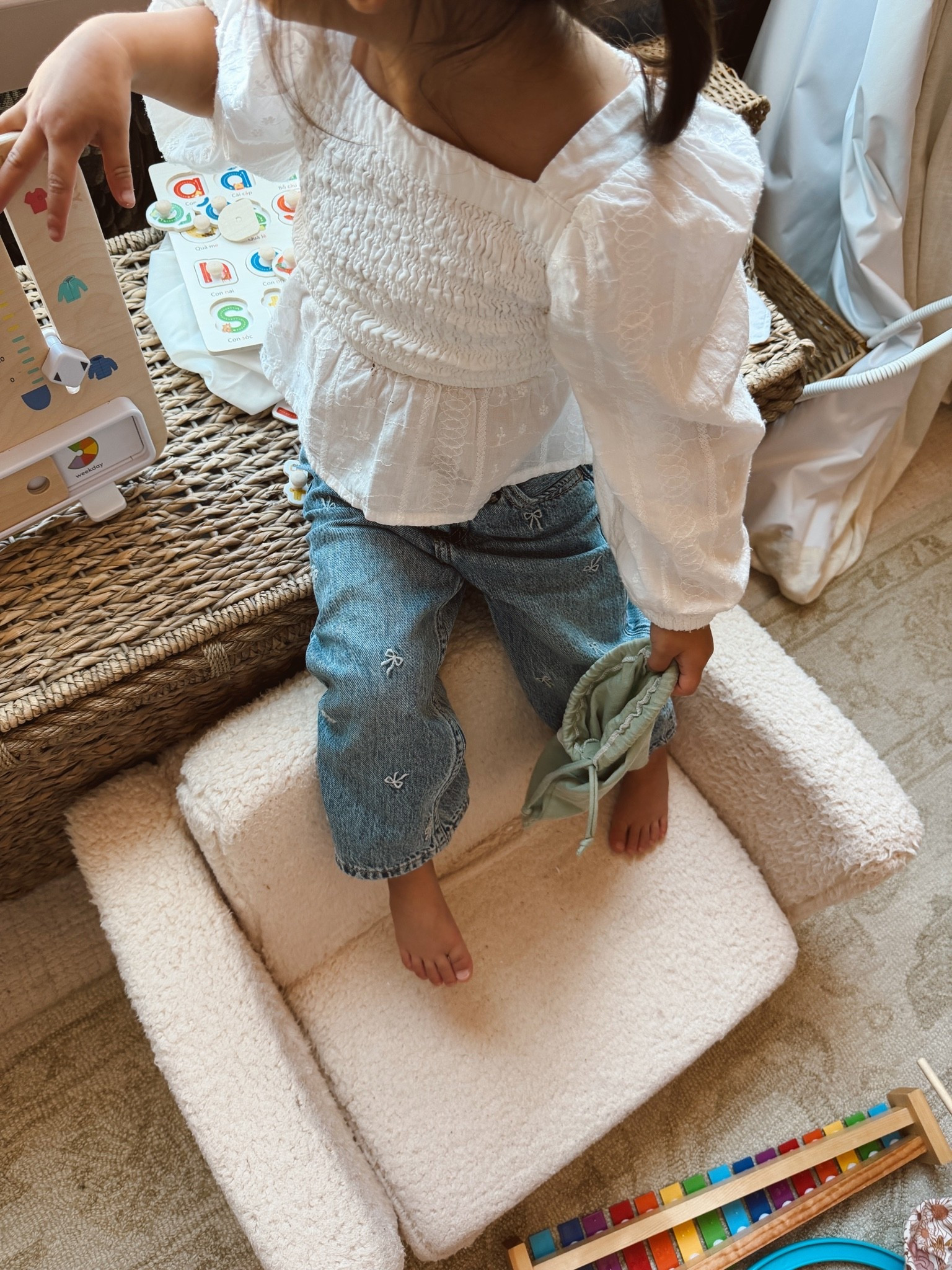 Toddler girl jeans with boys that have an adjustable waistband! I wish more clothes had these so they can grow with kids. Em is wearing size 2T.

#LTKmomlife #LTKKids