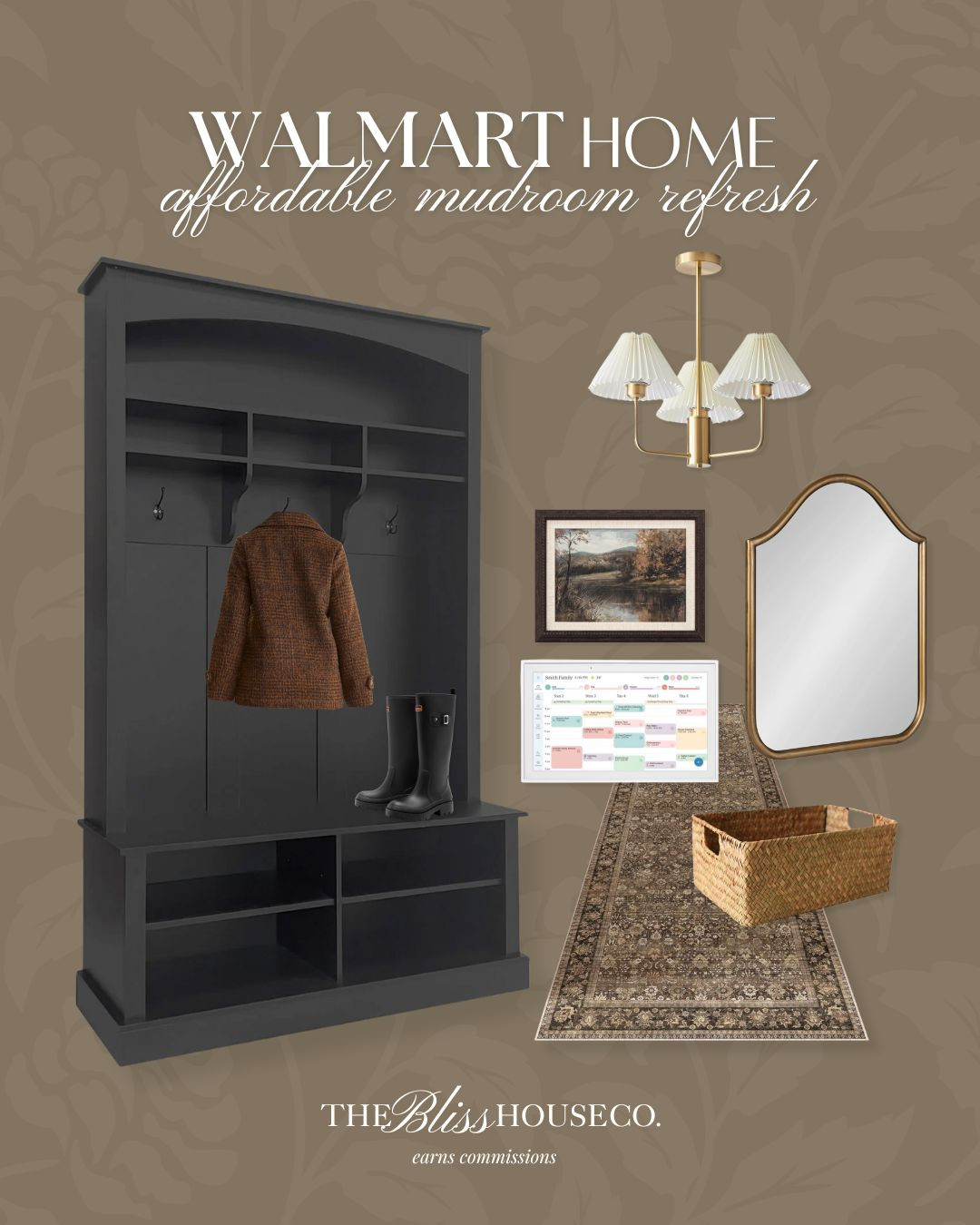 Affordable mudroom refresh finds from Walmart! Modern-vintage home decor, storage bench, rattan basket, mirror, family calendar, organization, pendant light, gold detail, neutral home.

Walmart Home
 

 #LTKHome #LTKFindsUnder50
