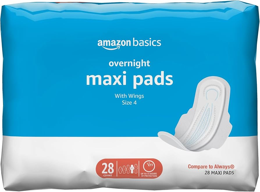 Amazon Basics Thick Maxi Pads with Flexi-Wings for Periods, Overnight Absorbency, Unscented, Size... | Amazon (US)