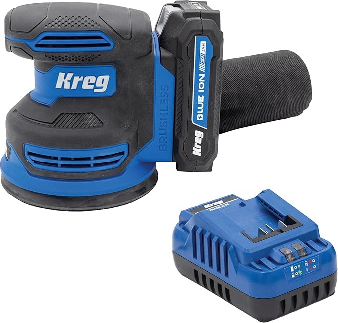 Kreg 20V Ionic Drive 5" Random Orbit Sander, 20V Blue Ion Charger & Blue Ion 2Ah Battery Pack - C... | Amazon (US)