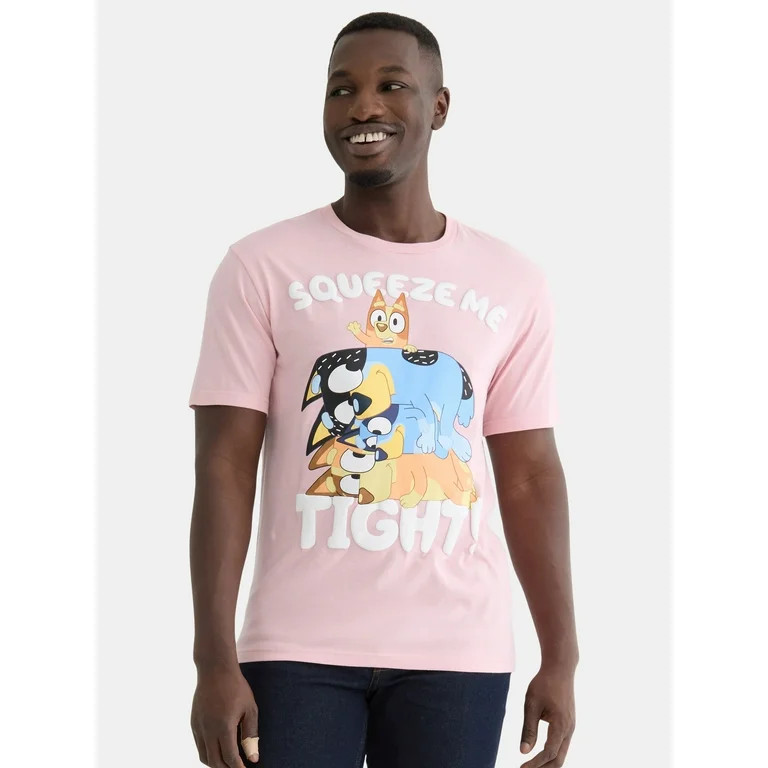 Bluey Men's Valentine's Day Squeeze Me Tight Graphic Tee, Sizes S-3XL | Walmart (US)
