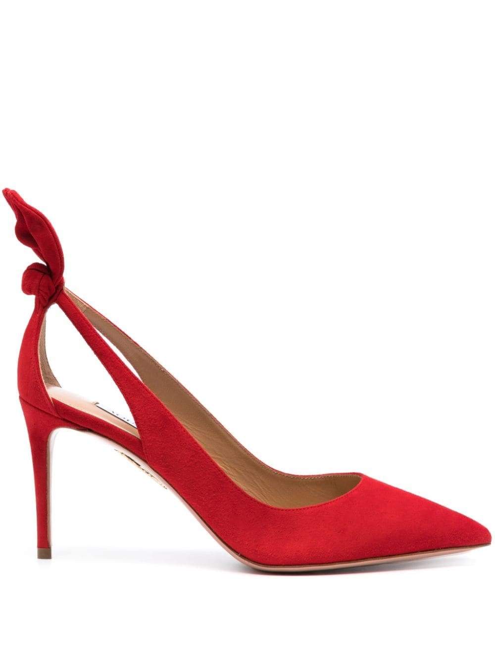 Aquazzura Bow Tie 85mm suede pumps - Red | Farfetch Global