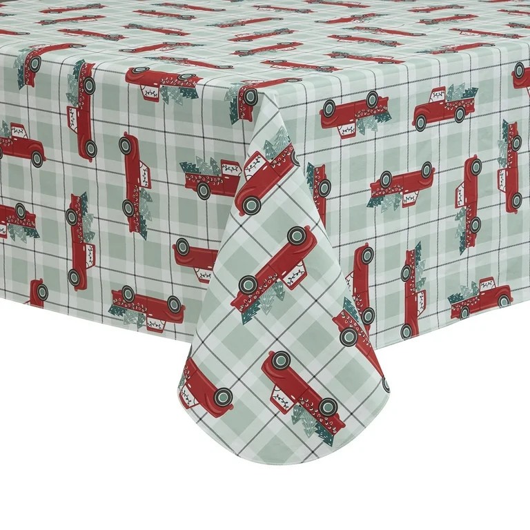 Holiday Time Holiday Truck Peva Tablecloth, 60" x 102", Green | Walmart (US)