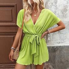 Ladies Solid Color Batwing Sleeve Jumpsuit | SHEIN