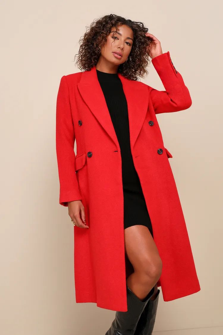Favorite Fall Red Double Breasted Coat | Lulus