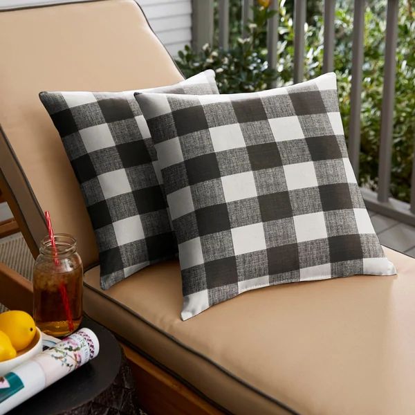 Humble + Haute Black Buffalo Plaid Indoor/ Outdoor Square Pillow, Set of 2 | Bed Bath & Beyond