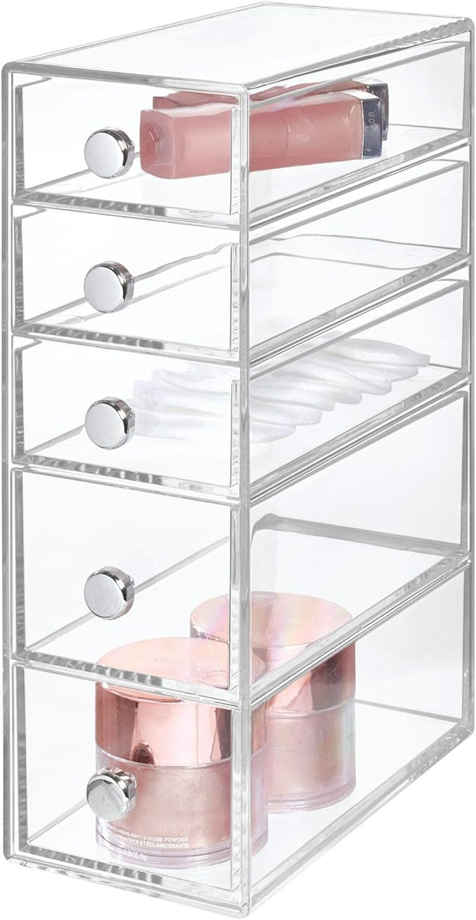 iDesign Clarity Plastic Cosmetic 5-Drawer Organizer, Jewelry Countertop Organization for Vanity, ... | Amazon (US)