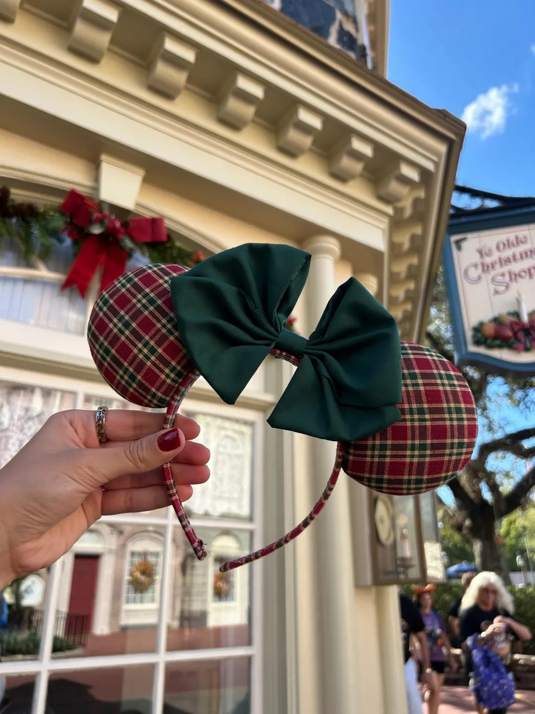 Plaid Christmas Minnie Ears, Holiday Mouse Ears, Coquette Bow, Disney Christmas Headband | Etsy (US)