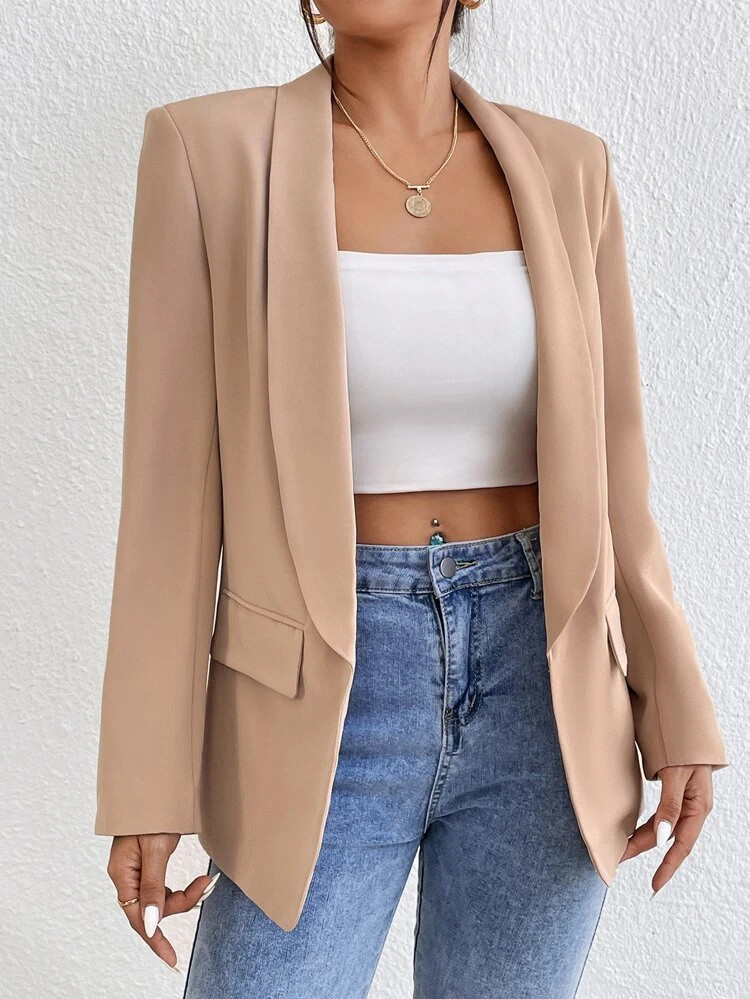 SHEIN Frenchy Solid Shawl Collar Blazer | SHEIN