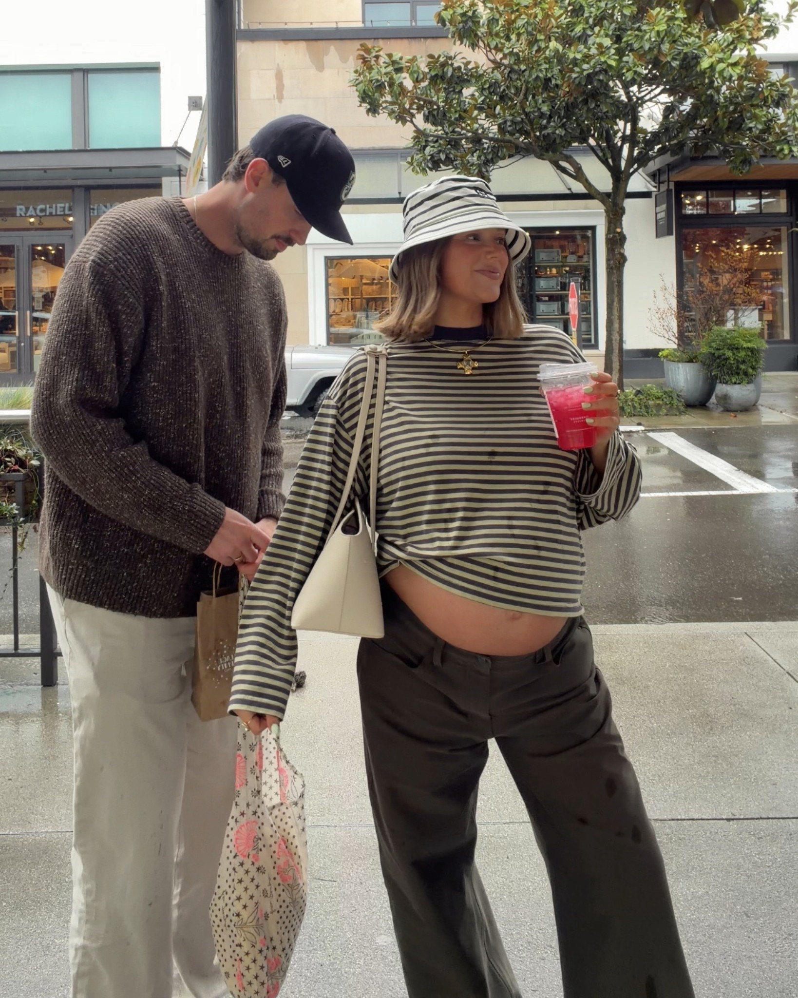 Shirt runs oversized I’m wearing a medium it’s soft and lightweight, side up once in these low rise Lululemon pants they’re SO flattering and really high quality 🫡 32” inseam I’m 5’ 5” and I love a looong pant but they come in other inseams. If you’re not pregnant stic with true size. If between go DOWN one. Anine Bing bucket hat so cute for spring! 

#lioness #bresheppard #lululemon #bunpstyle #pregnancystyle #casualstyle #buckethat