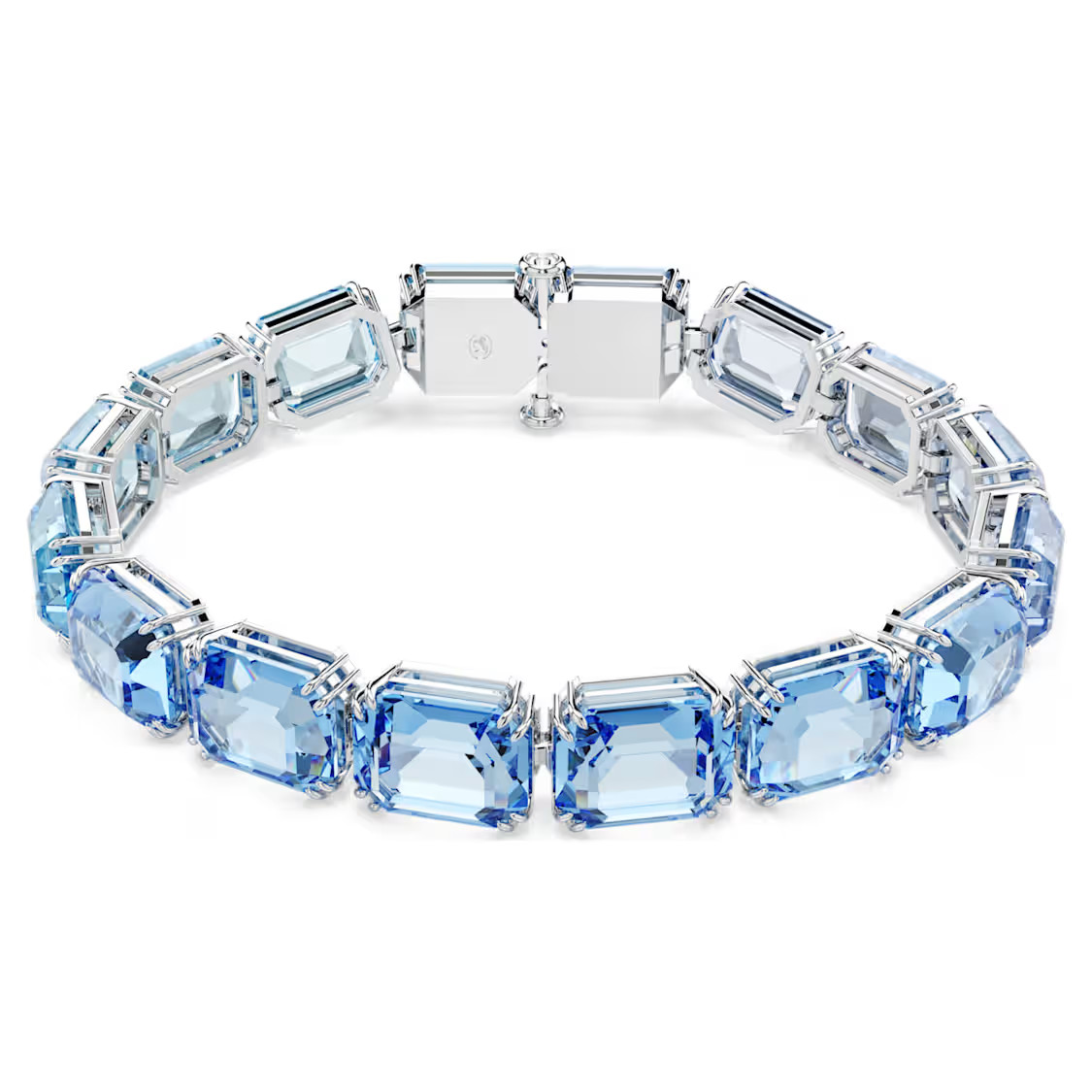 Millenia bracelet, Octagon cut, Color gradient, Blue, Rhodium plated by SWAROVSKI | SWAROVSKI