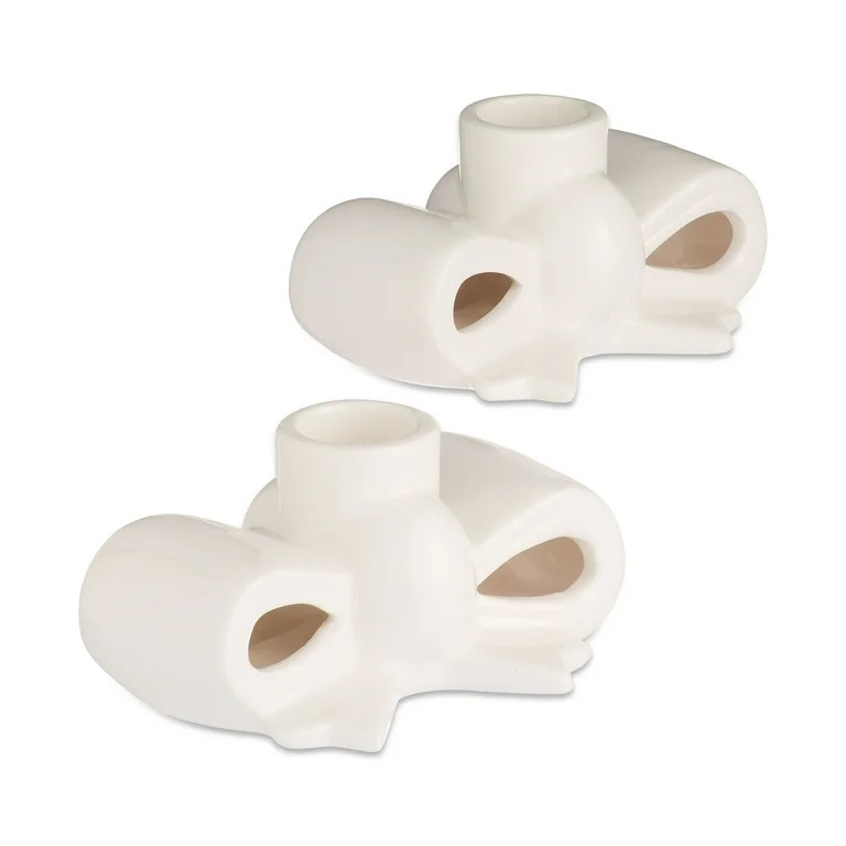 Stoneware Bow Valentine's Day Taper Candle Holders, White, 2 Count, by My Texas House | Walmart (US)