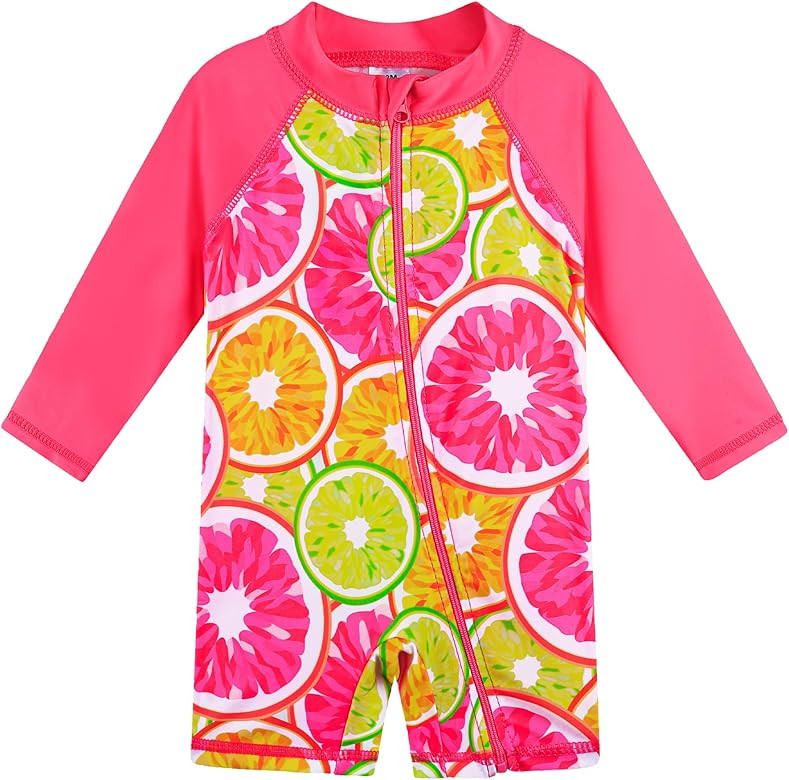 XFGIRLS Baby/Toddler Girls Swimsuit Long Sleeve One-Piece Bathing Suit Rash Guard | Amazon (US)