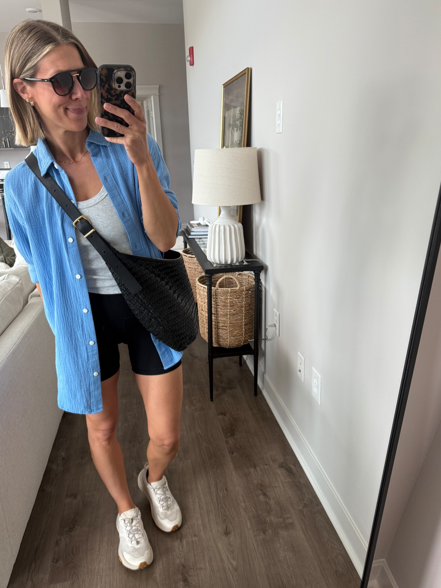 Wearing small tank, XS gauze shirt, 4 bike shorts, medium bra top, sneakers tts

#LTKSaleAlert #LTKActive #LTKFindsUnder50