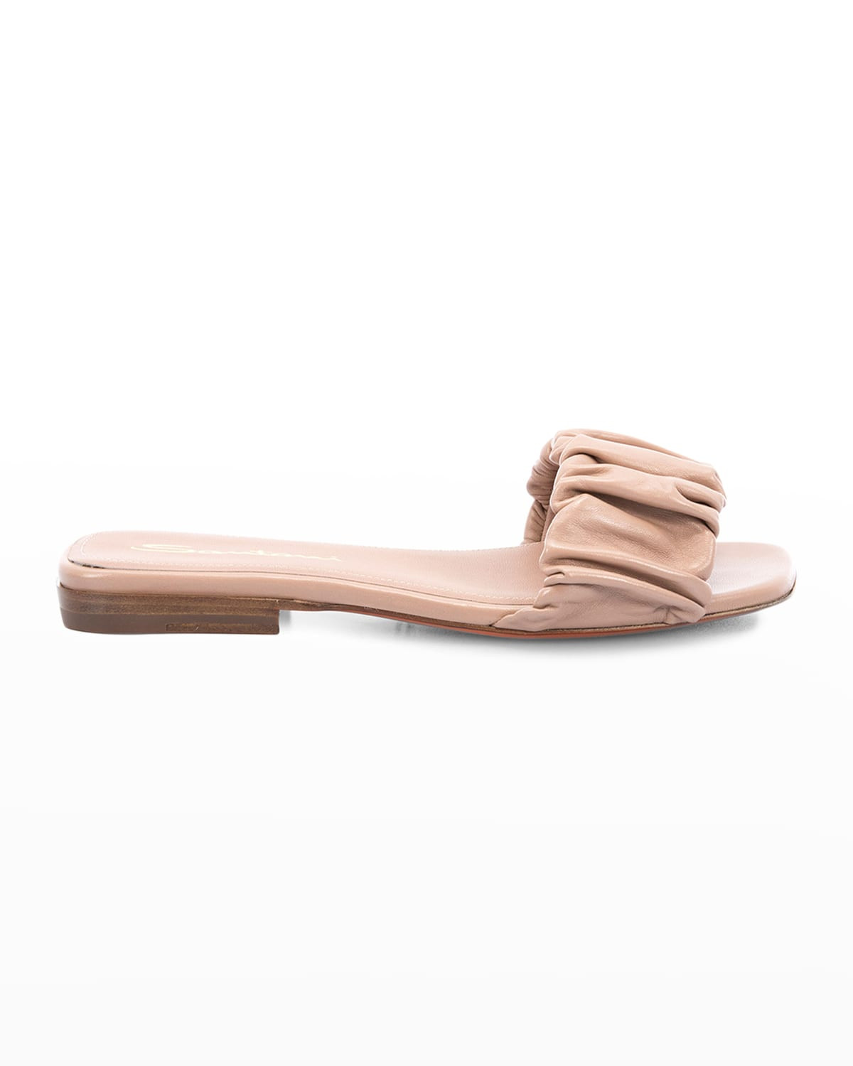Allonge Ruched Leather Slide Sandals | Neiman Marcus