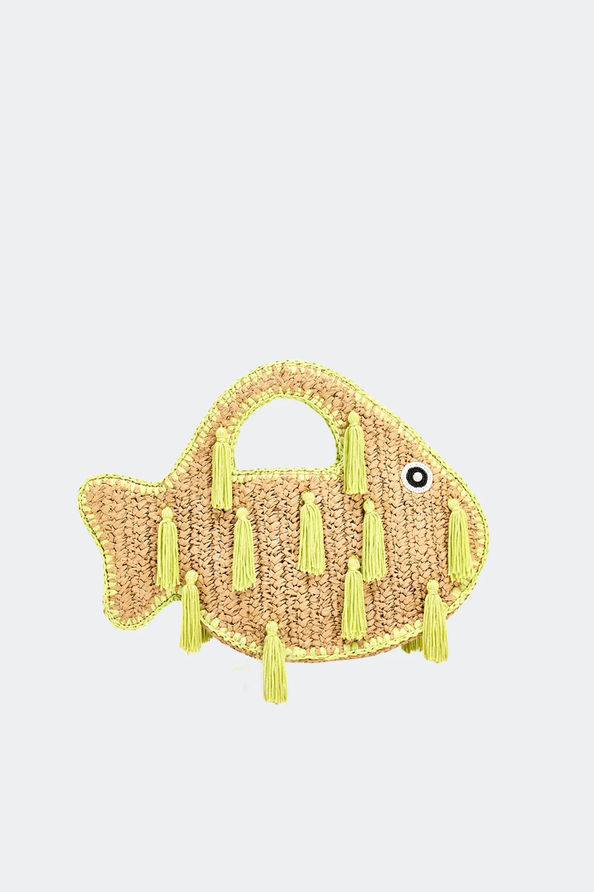 Tassel Fish Bag in Natural/Lime | Simon Miller