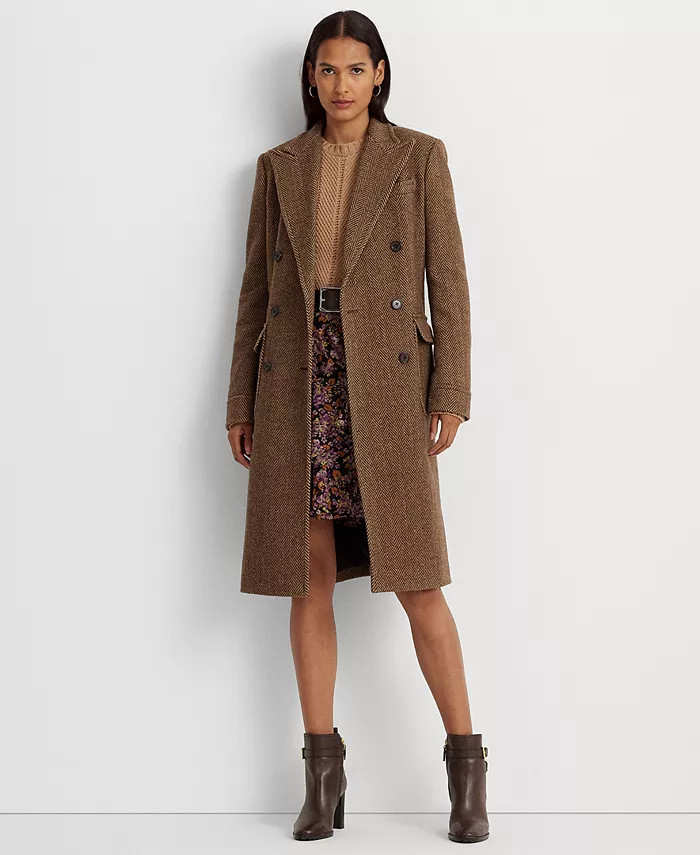 Lauren Ralph Lauren Women's Double-Breasted Herringbone Coat - Macy's | Macys (US)