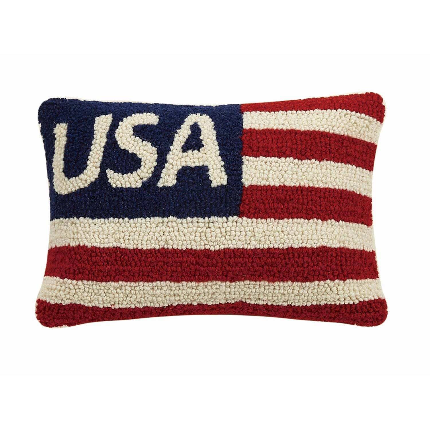 Peking Handicraft USA Flag Red White Blue Patriotic Mini Hooked Wool Pillow - 8" x 12" | Amazon (US)