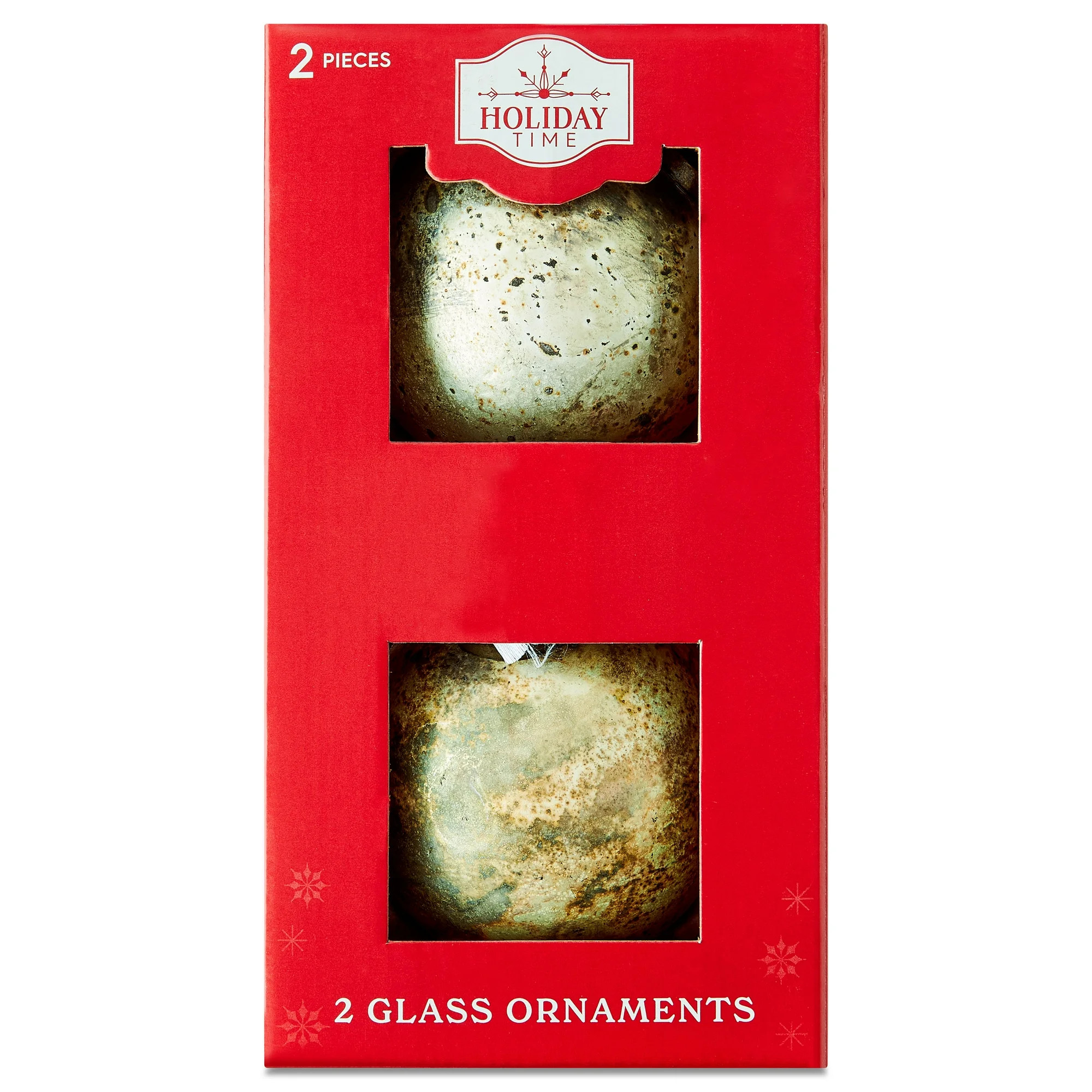 Gold Glass Ball Christmas Ornaments with Antique Finish, 4", 2 Count, by Holiday Time - Walmart.c... | Walmart (US)