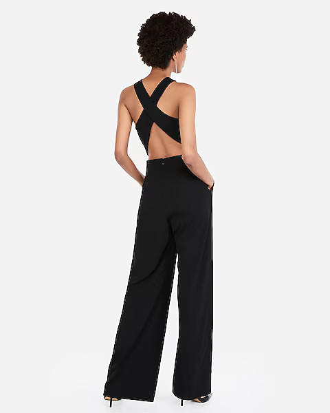 cross back wide leg jumpsuit | Express