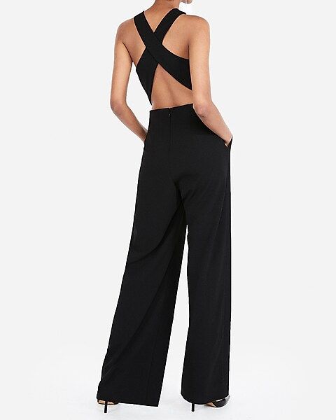 cross back wide leg jumpsuit | Express