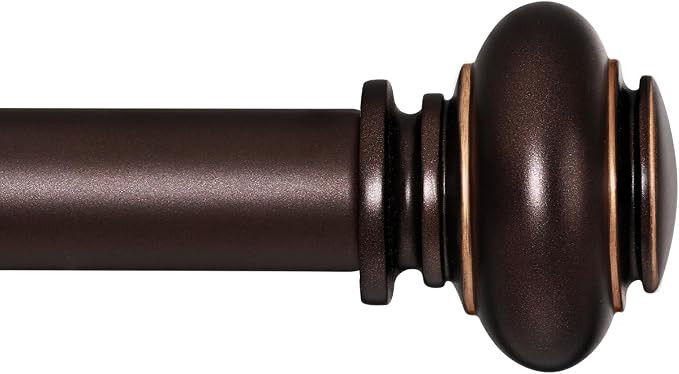 SIMEWIN Bronze Curtain Rods for Windows 48 to 84 Inches Adjustable Decorative 1 Inch Diameter Sin... | Amazon (US)