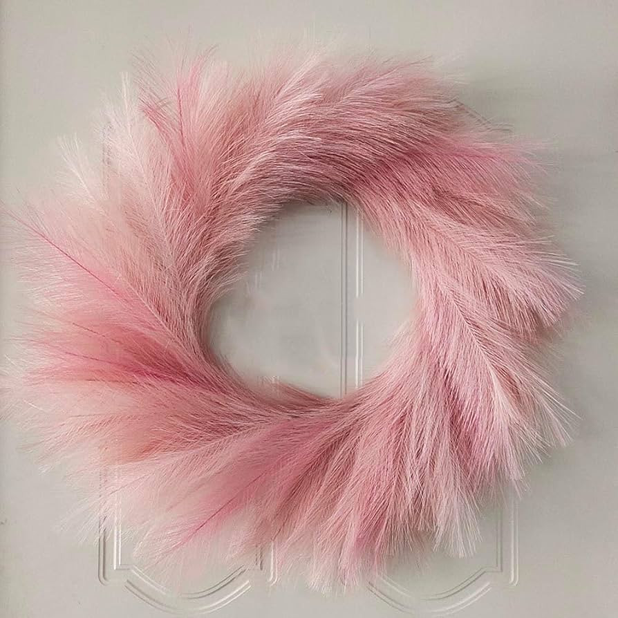 Fluffy Artificial Large Faux Pampas Grass Wreath 27" Mixed Pink Modern Feather Boho Wreath Indoor... | Amazon (US)