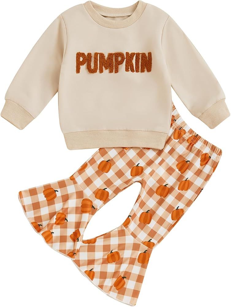 BemeyourBBs Toddler Baby Girl Halloween Outfit Fall Pullover Sweatshirt Top Flared Pants Set Cute... | Amazon (US)