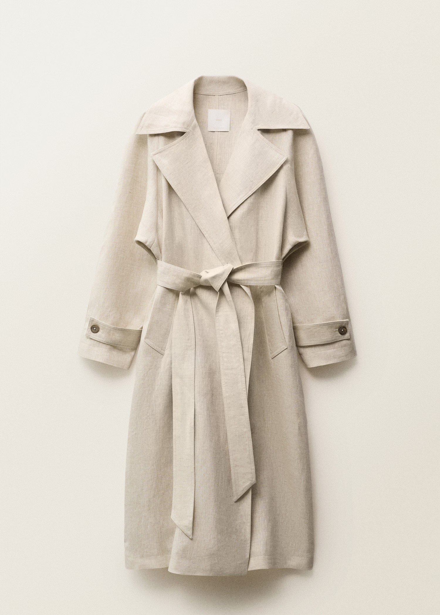 Linen trench coat with pronounced lapels - Women | MANGO United Kingdom | MANGO (UK)