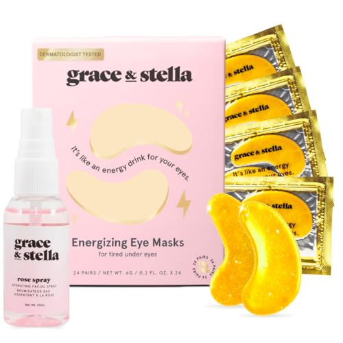grace & stella Gold Under Eye Mask 24 Pairs + Award Winning Rose Water Facial Spray (30ml) | Amazon (US)