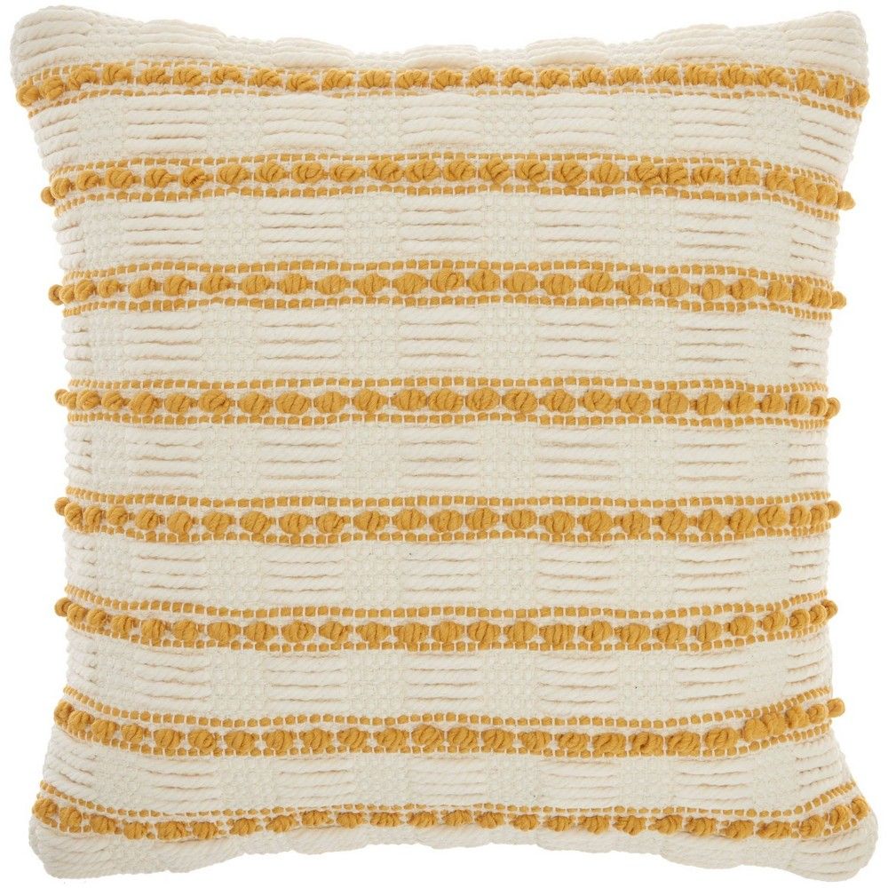 18""x18"" Life Styles Woven Lines and Dots Square Throw Pillow Yellow - Mina Victory | Target