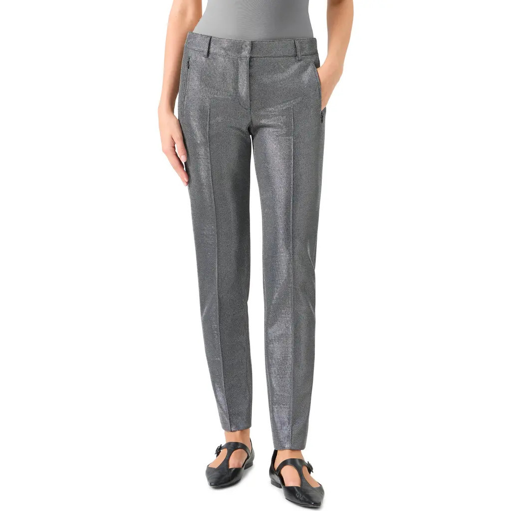 Akris punto Brushed Metallic Tailored Pants in Brushed Steel at Nordstrom, Size 4 | Nordstrom
