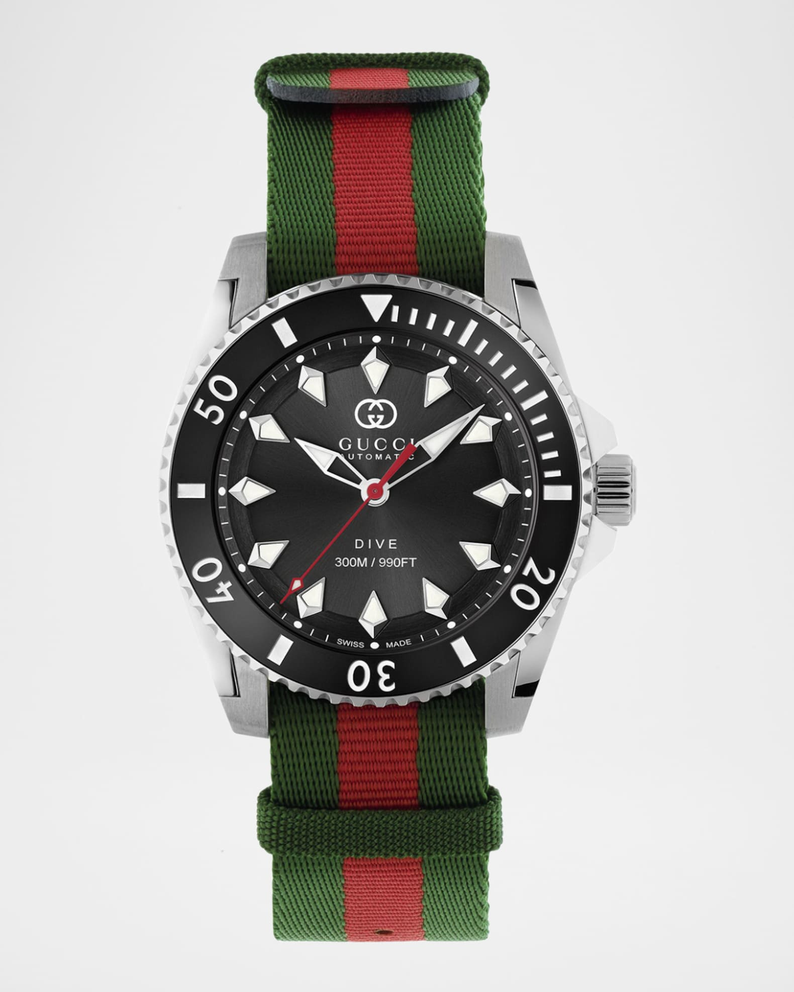 Gucci Dive Green and Red Nylon-Strap Watch, 40mm | Neiman Marcus