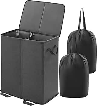 Lifewit Double Laundry Hamper with Lid and Removable Laundry Bags, Large Collapsible 2 Dividers D... | Amazon (US)