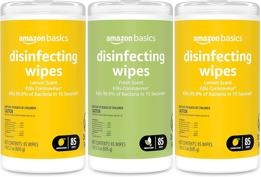 Amazon Basics Disinfecting Wipes, Lemon & Fresh Scent, Sanitizes, Cleans, Disinfects & Deodorizes... | Amazon (US)