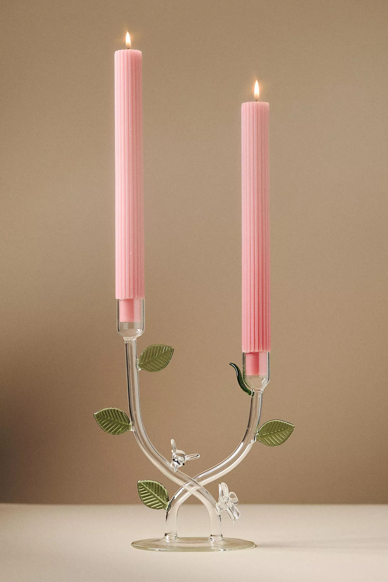 Ivie Floral Glass Taper Candle Holder | Anthropologie (US)