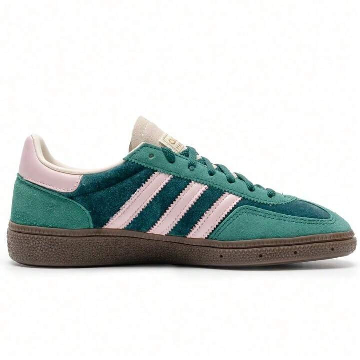 Adidas Women's Handball Spezial Sneakers Collegiate Green Clear Pink Suede Vintage Gum Sole JI2648 | SHEIN