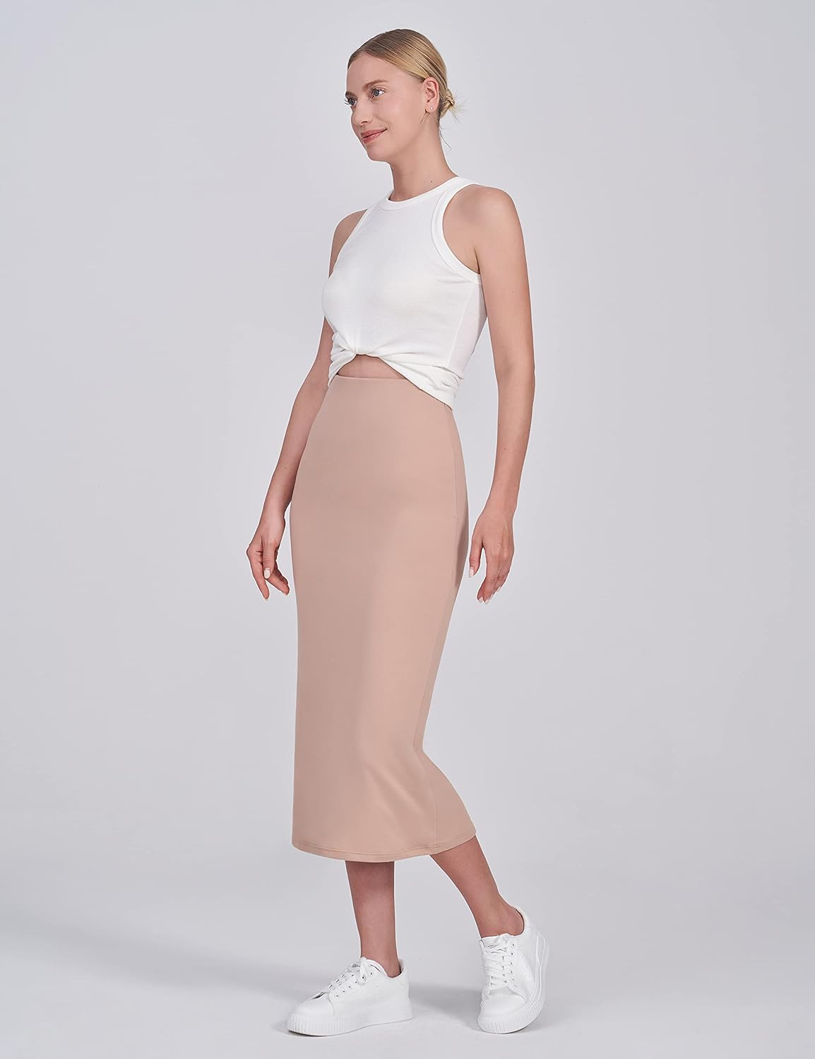 POSHDIVAH Women's Maternity Skirt Over The Belly Midi High Waisted Solid Stretchy Pregnancy Penci... | Amazon (US)