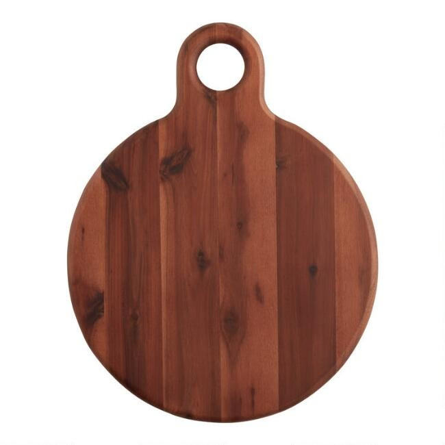 Round Dark Brown Acacia Wood Serving Board | World Market