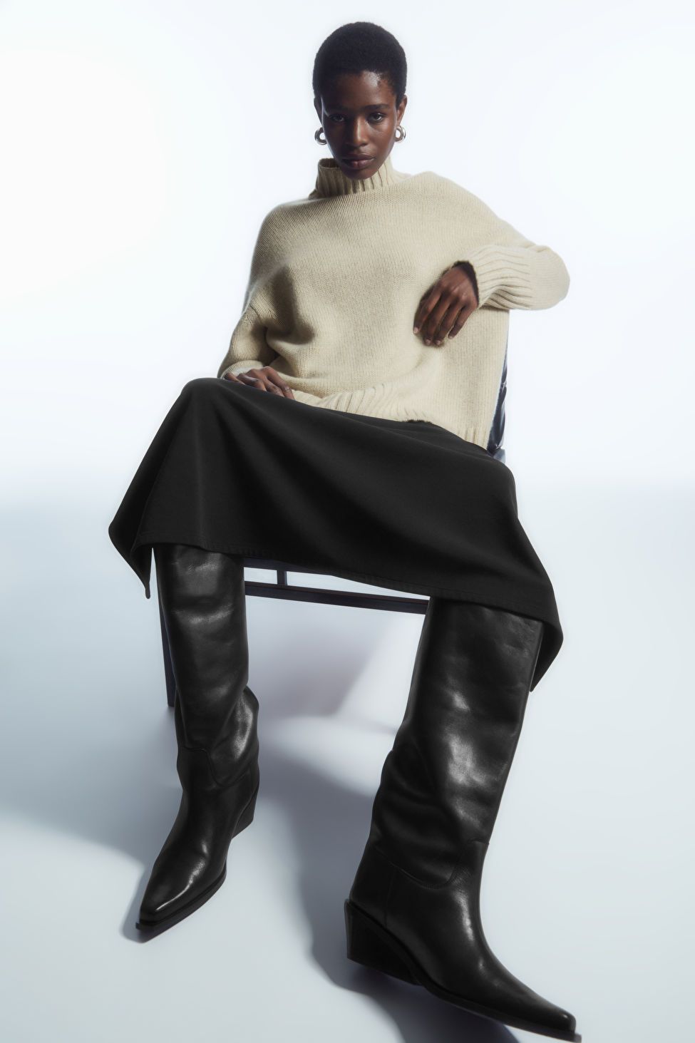 FUNNEL-NECK PURE CASHMERE SWEATER | COS (US)