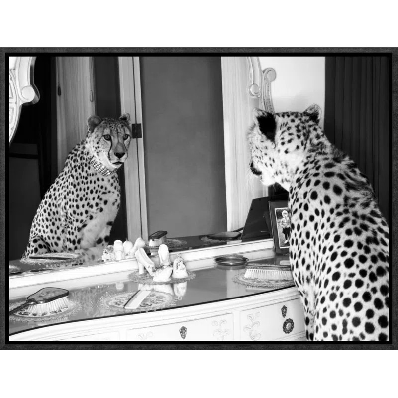Cheetah Looking In Mirror Framed On Canvas by Emma Rian Print | Wayfair North America