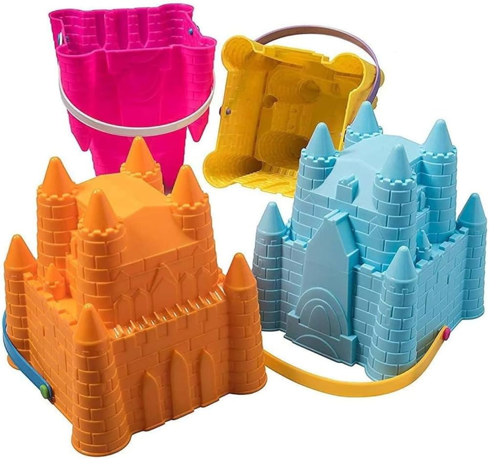 Sand Castle Building Kit, Beach Toys, Beach Bucket, Set of 4 Sand Castle Molds for Kids, Gift Toy... | Amazon (US)