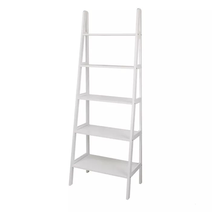Casual Home 6 Foot 5 Shelf Wood Ladder Storage Organizer Bookcase Rack Utility Shelving Unit, Whi... | Target