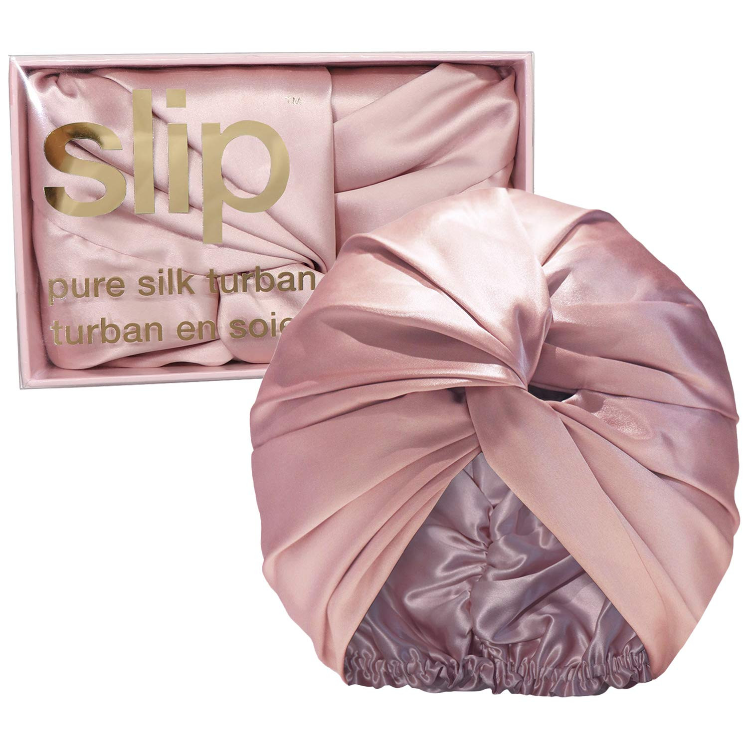 Slip Silk Turban in Pink, One Size (21”- 28”) - Double-Lined Pure Mulberry Silk 22 Momme Hair... | Amazon (US)