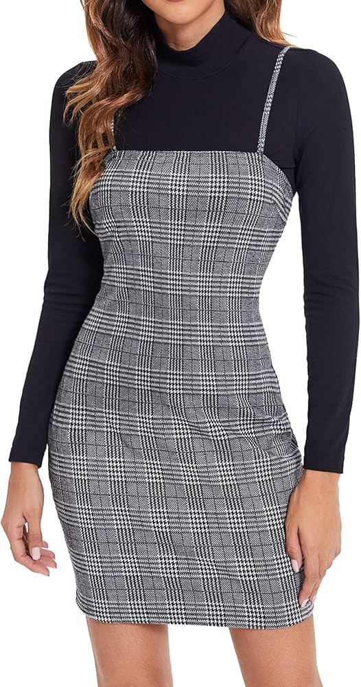 Verdusa Women's Plaid Print Mini Cami Bodycon Dress | Amazon (US)