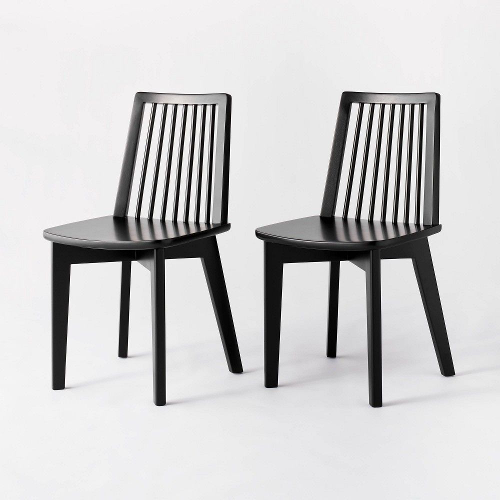 2pk Linden Modified Windsor Wood Dining Chair Black - Threshold designed with Studio McGee | Target
