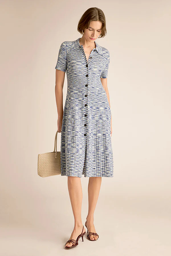 Osipa Shirt Dress - Space Dye Rib Knit :: Blue Multi | MM LaFleur