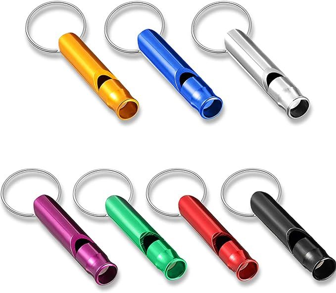 49 Pieces Emergency Whistle with Keychain, Aluminum Keychain Whistle Emergency Survival Whistle Key  | Amazon (US)