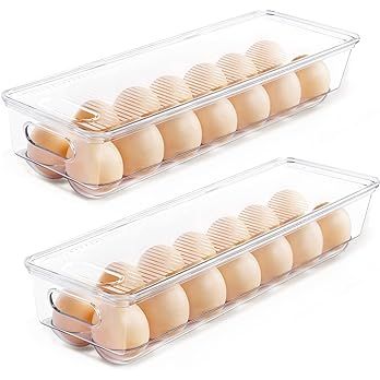Vtopmart Egg Holder for Refrigerator 2 Pack, Plastic Egg Storage Container for Refrigerator, Frid... | Amazon (US)